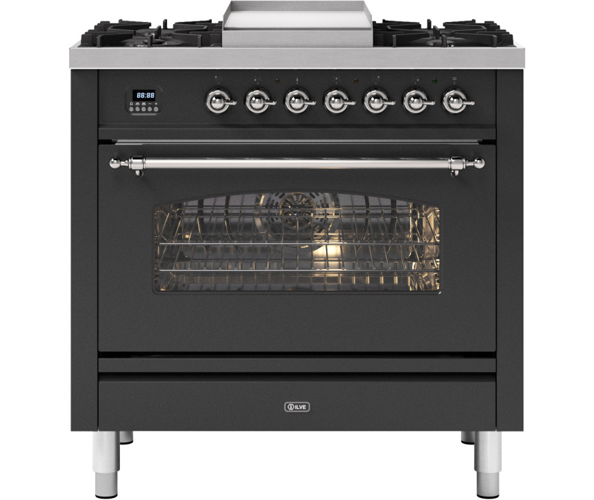 Ilve P09FNE3/MG fornuis - mat grafiet - 90 cm. breed