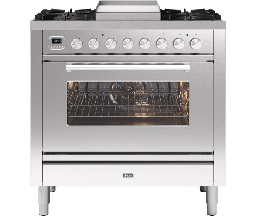 Ilve P09FWE3/SS fornuis rvs - 90 cm. breed