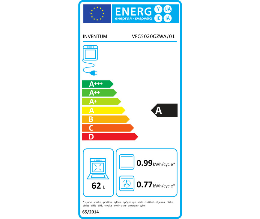 Inventum VFG5020GZWA gas fornuis - zwart - 50 cm breed
