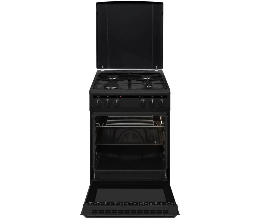 Inventum VFG5020GZWA gas fornuis - zwart - 50 cm breed