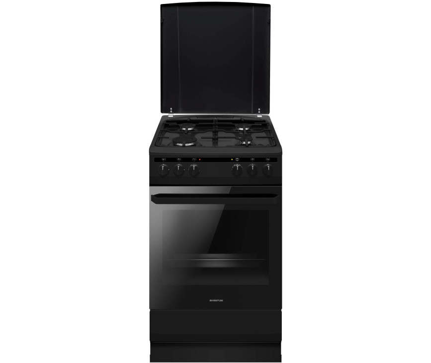 Inventum VFG5020GZWA gas fornuis - zwart - 50 cm breed