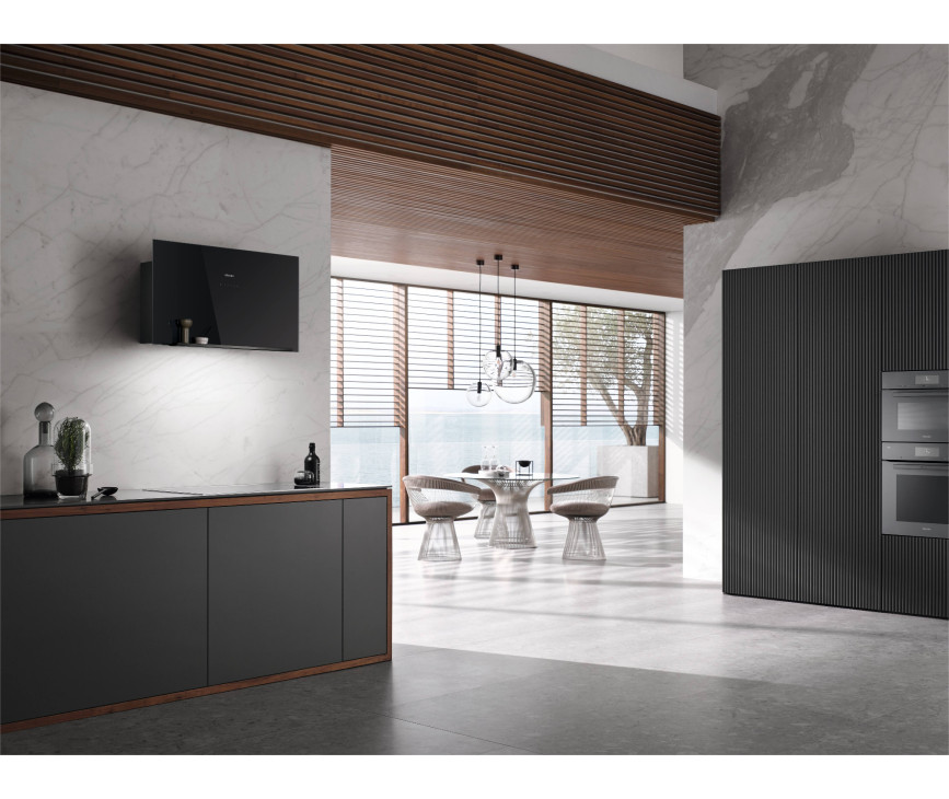 Miele DA9092W Screen wand afzuigkap - zwart glas - verticaal model