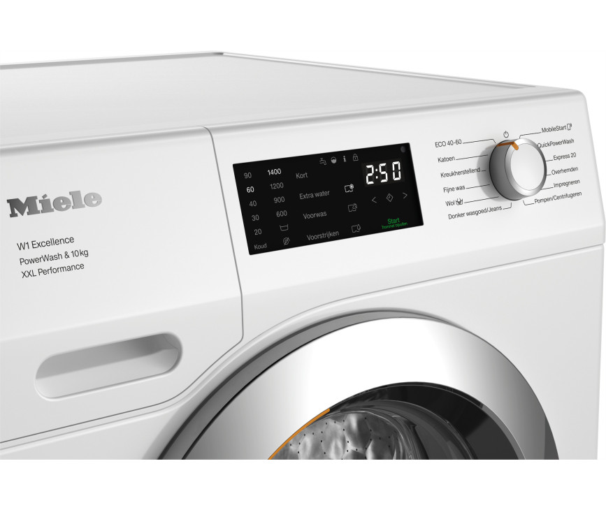 Miele WEK375WPS wasmachine met 10 kg en energieklasse A label