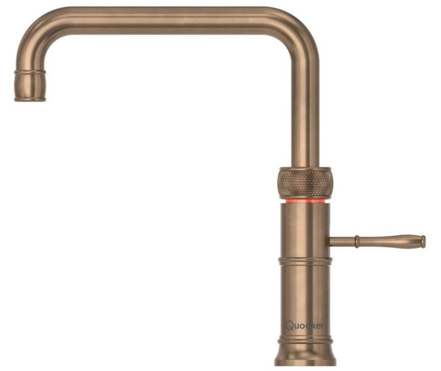 Quooker COMBI+ Classic Fusion Square MESSING PATINA - kokend water kraan