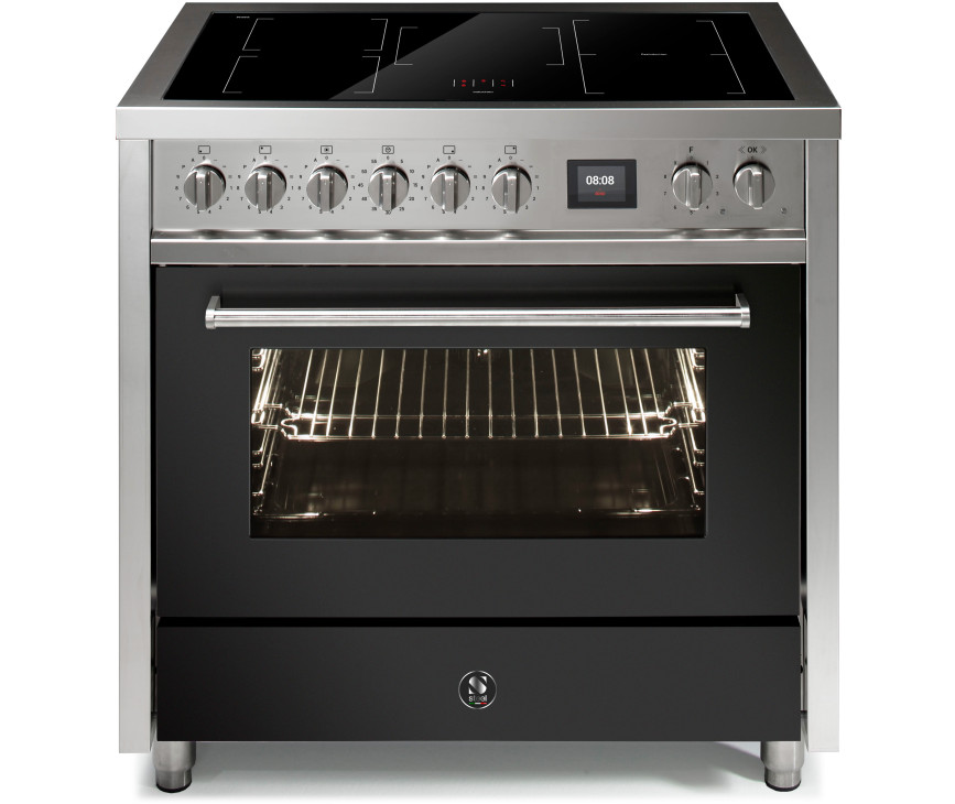 Steel EQ9F-5FI Enfasi inductie fornuis uitgevoerd met antraciet ovendeur en opbergvak