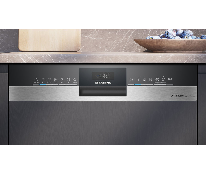 Siemens SN53ES20BE half geintegreerde inbouw vaatwasser met rvs bedieningspaneel