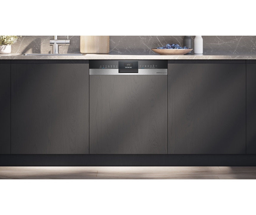 Siemens SN53ES20BE half geintegreerde inbouw vaatwasser met rvs bedieningspaneel