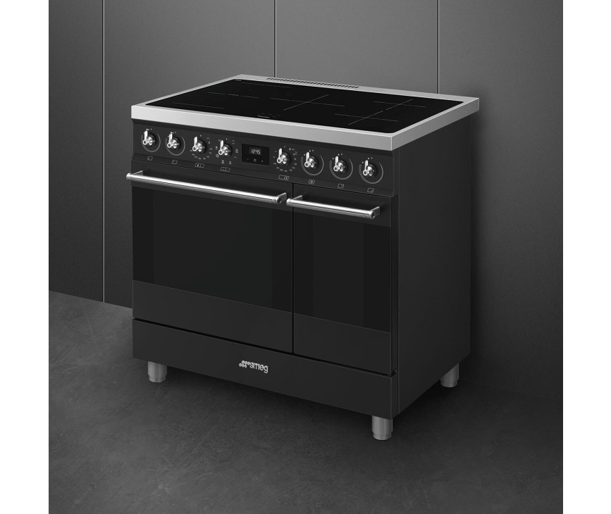 Smeg C92IMMB2 inductie fornuis met 2 ovens - mat zwart