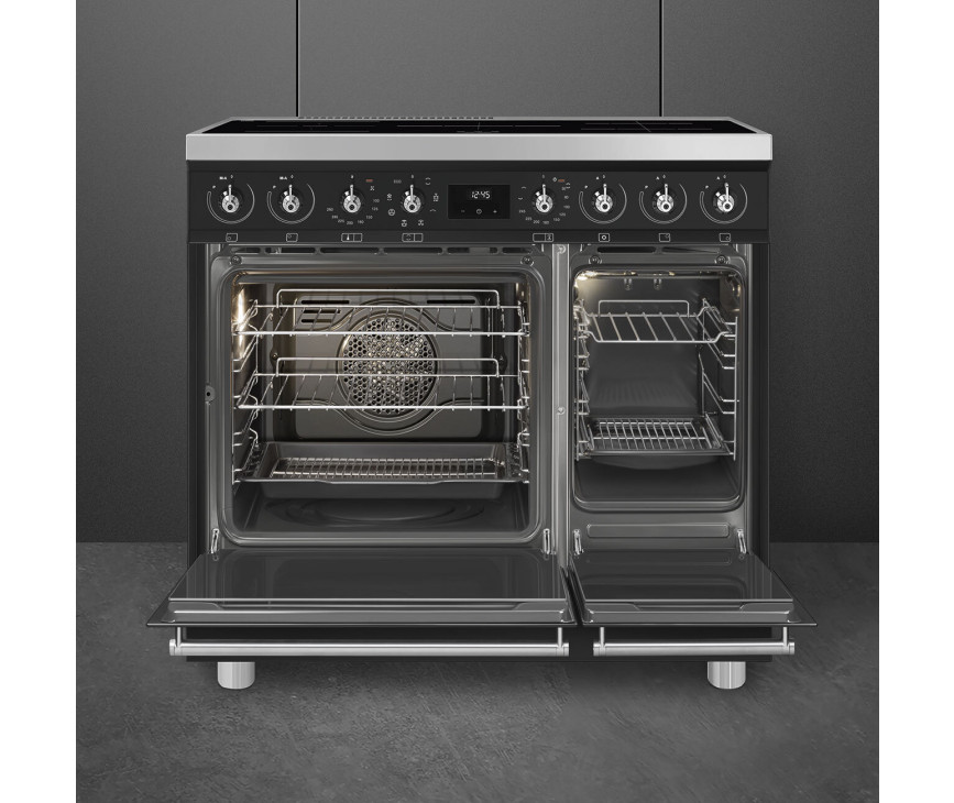 Smeg C92IMMB2 inductie fornuis met 2 ovens - mat zwart