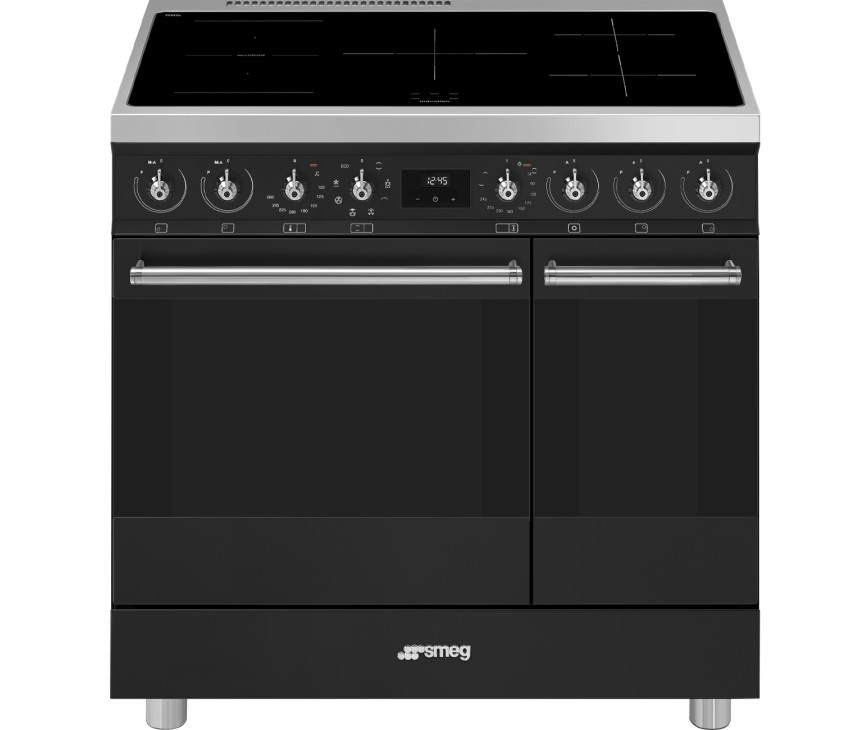 Smeg C92IMMB2 inductie fornuis met 2 ovens - mat zwart