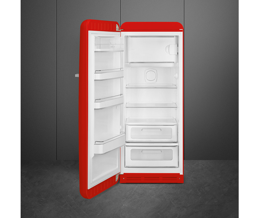Smeg FAB28LRD6 retro jaren 50 koelkast - rood - linksdraaiend