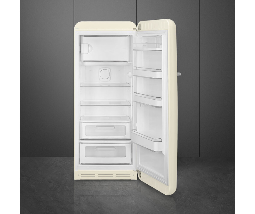 Smeg FAB28RCR6 retro jaren 50 koelkast - creme - rechtsdraaiend