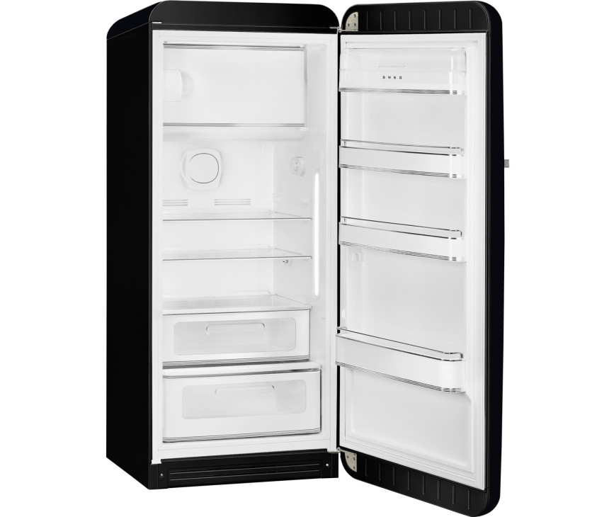 Smeg FAB28RDBLM6 retro jaren 50 koelkast - mat zwart - rechtsdraaiend