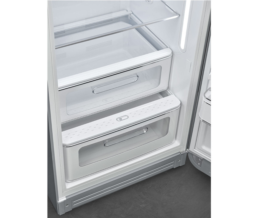 Smeg FAB28RSV6 retro jaren 50 koelkast - zilver - rechtsdraaiend
