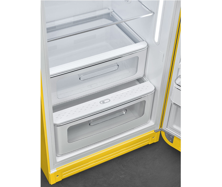 Smeg FAB28RYW6 retro jaren 50 koelkast - geel - rechtsdraaiend