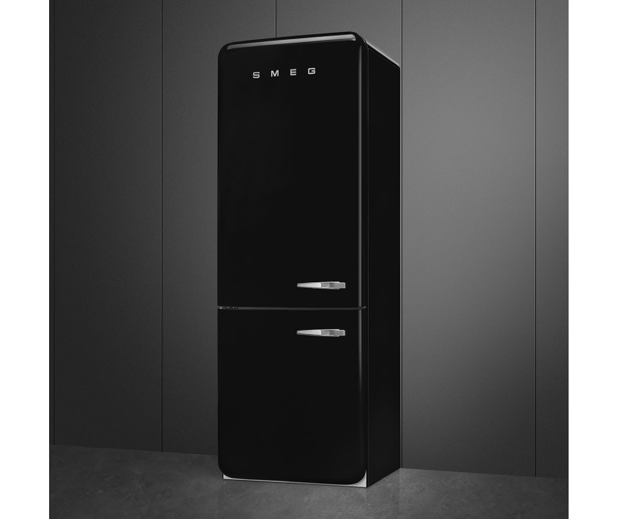 Smeg FAB38LBL6 retro jaren 50 koelkast - zwart - linksdraaiend