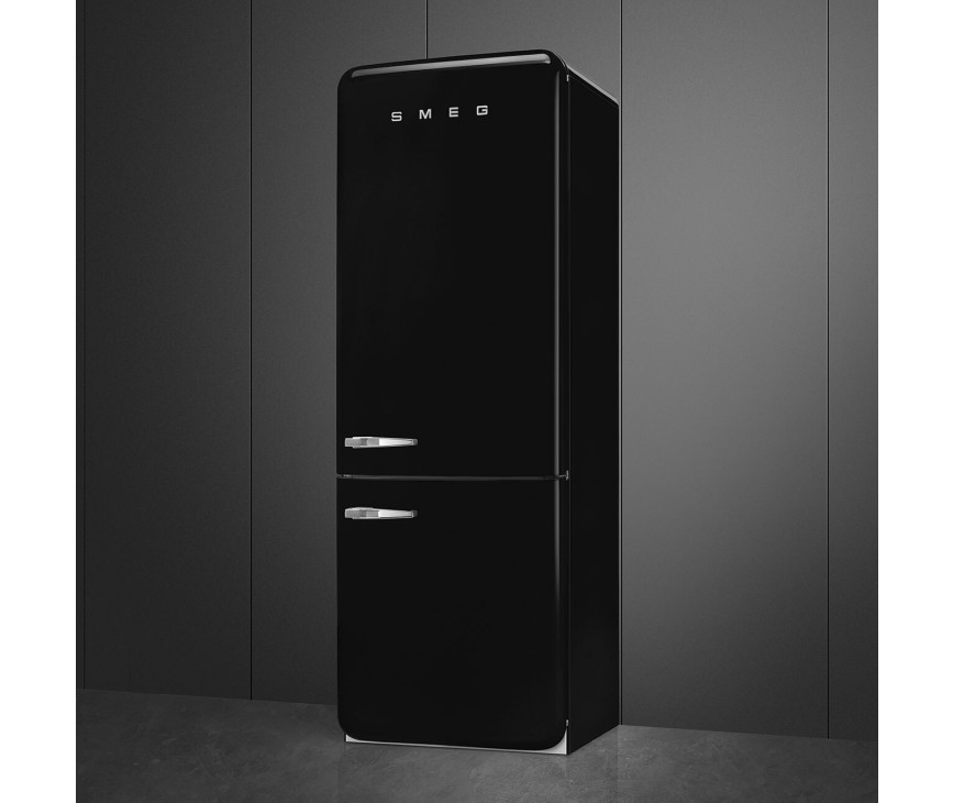 Smeg FAB38RBL6 retro jaren 50 koelkast - zwart - rechtsdraaiend