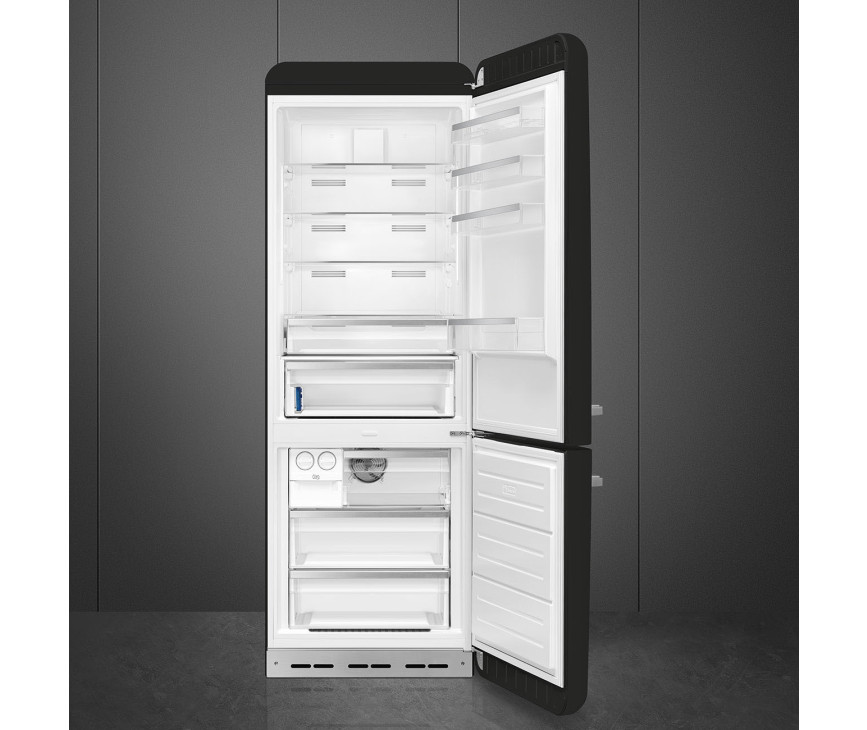 Smeg FAB38RBL6 retro jaren 50 koelkast - zwart - rechtsdraaiend