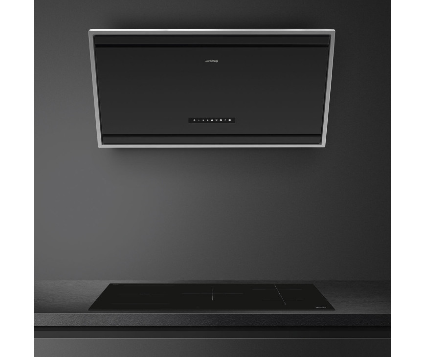 Smeg KV394MB schuine anti-hoofdstoot afzuigkap - zwart