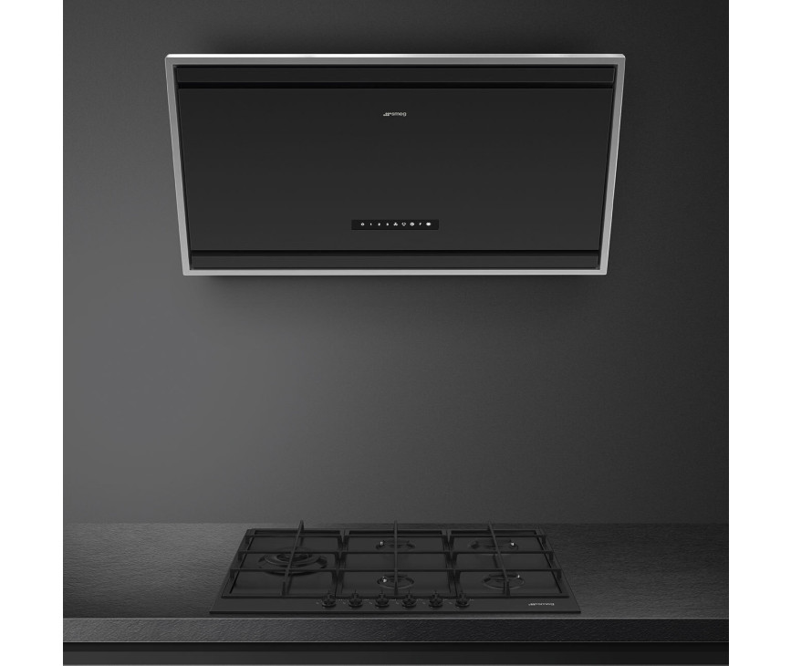 Smeg KV394MB schuine anti-hoofdstoot afzuigkap - zwart