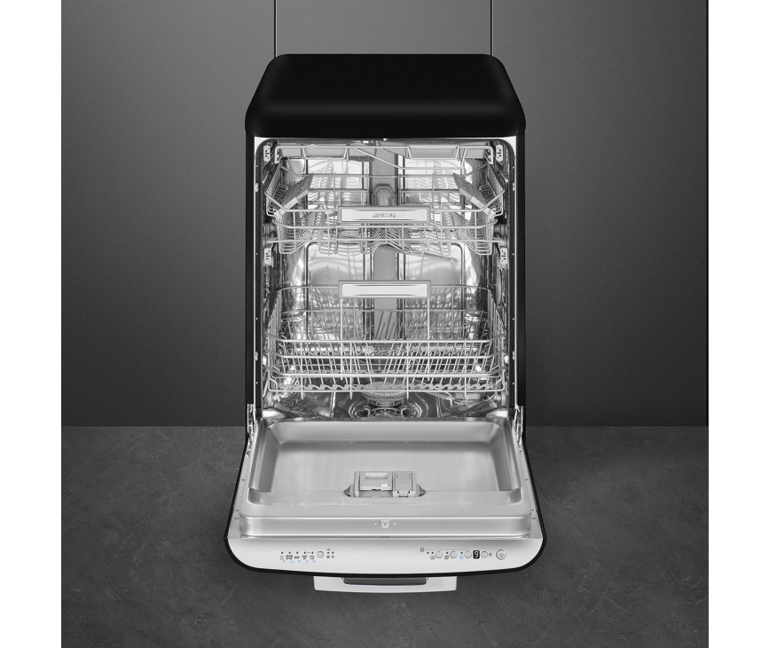 Smeg LVFABBL3 vrijstaande retro jaren 50 vaatwasser - zwart
