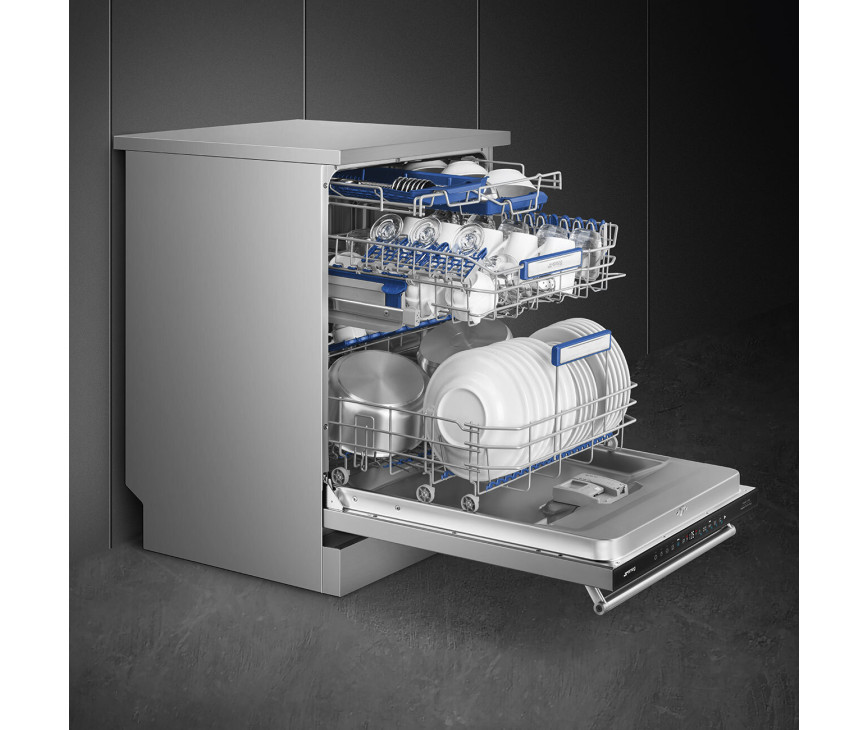 Smeg LVS345BQSTX vrijstaande design vaatwasser - rvs