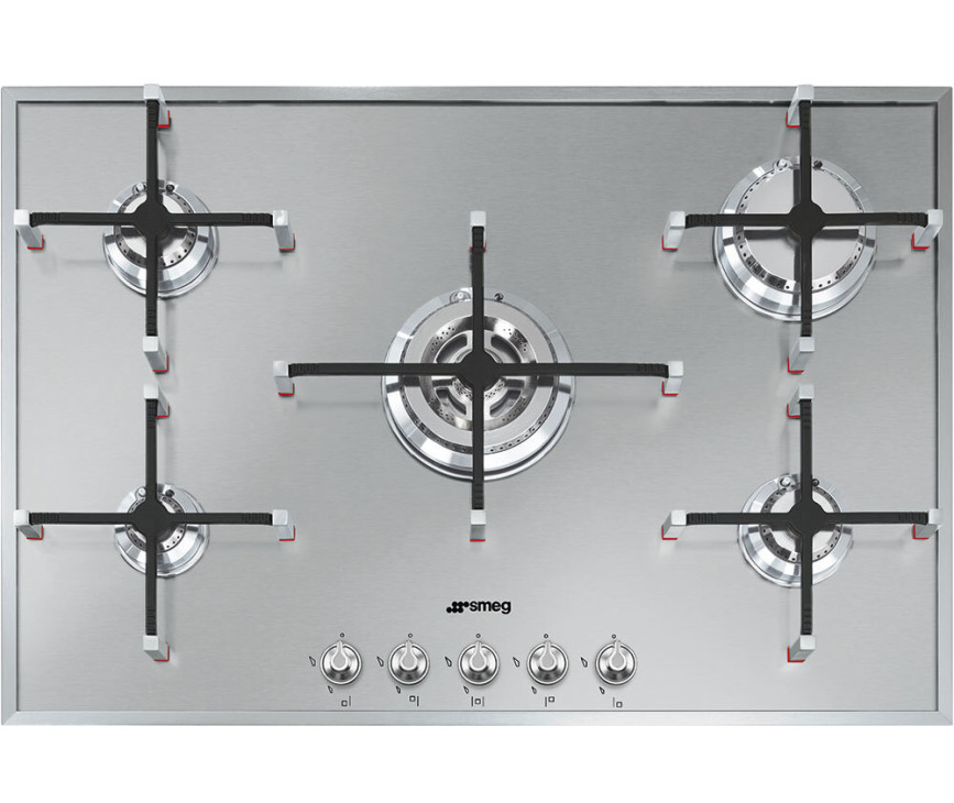Smeg PX7502NLK inbouw gas kookplaat - 74 cm. breed - rvs