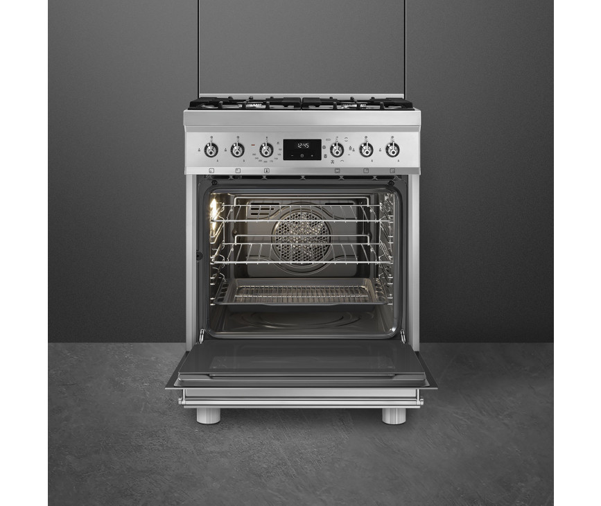 De Smeg C6GMXNLK2 beschikt over een multifunctionele oven met ventilator voor hetelucht stand
