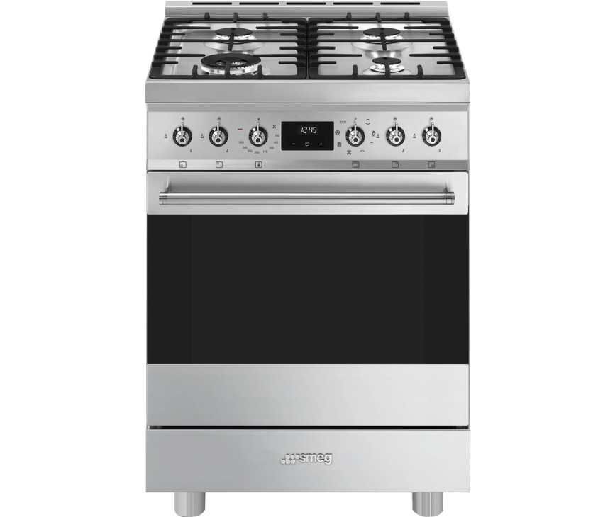 De Smeg C6GMXNLK2 is een 60 cm. breed gas fornuis uitgevoerd in roestvrijstaal