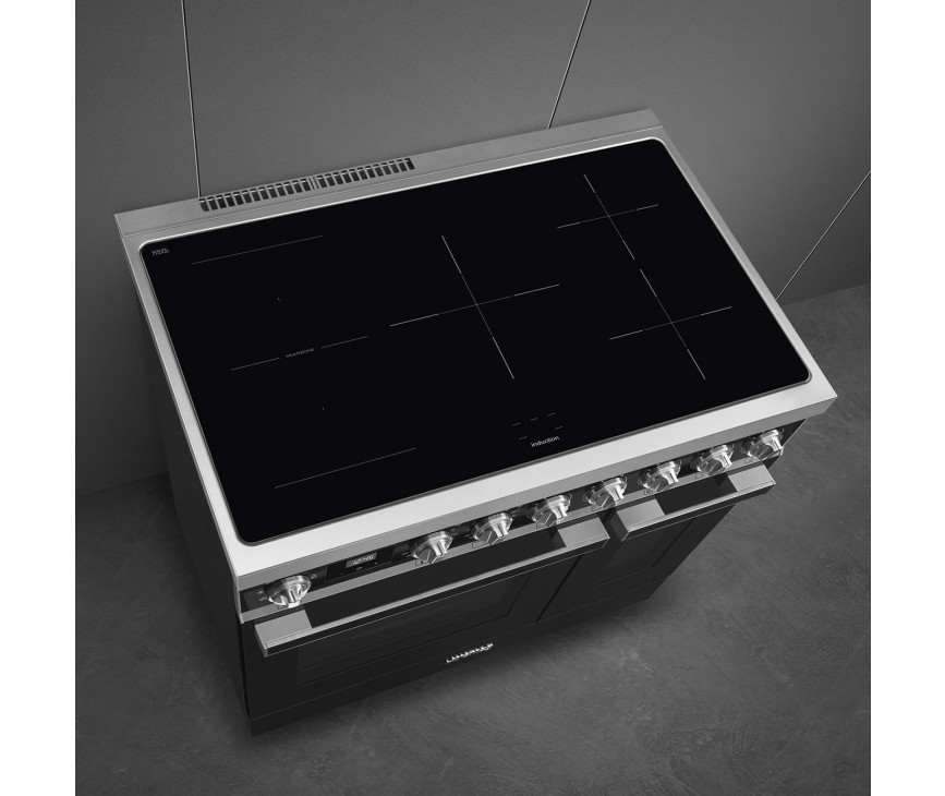 Smeg CPF92IMBL inductie fornuis - zwart - dubbele oven - Portofino