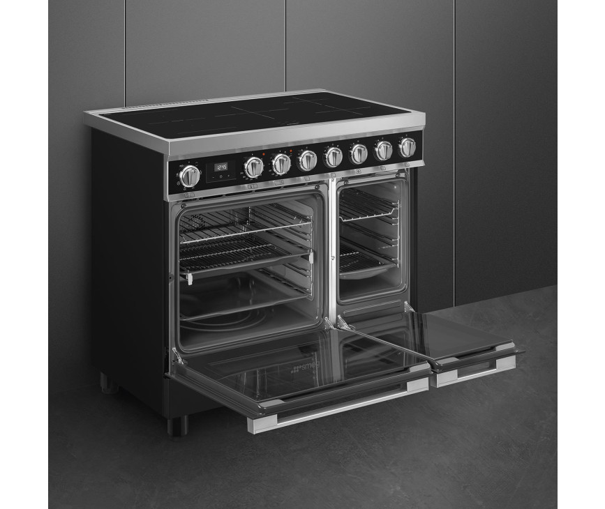 Smeg CPF92IMBL inductie fornuis - zwart - dubbele oven - Portofino