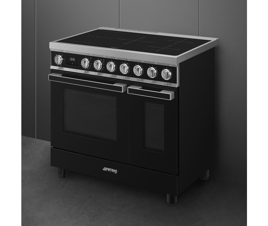 Smeg CPF92IMBL inductie fornuis - zwart - dubbele oven - Portofino