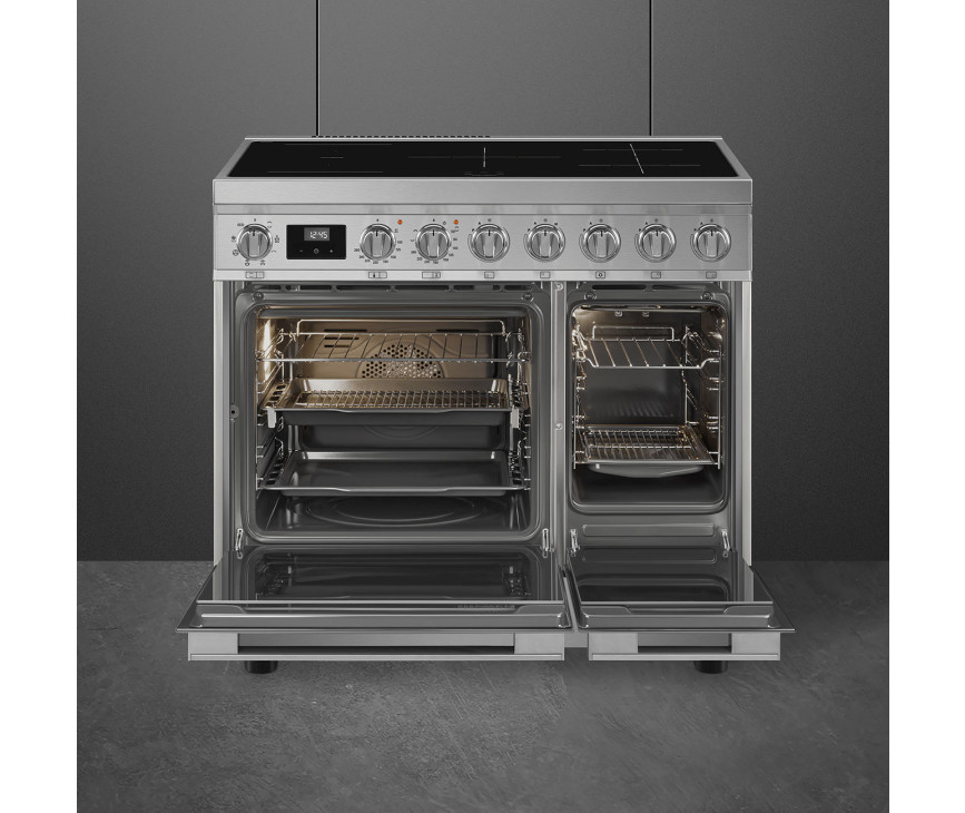Smeg CPF92IMX inductie fornuis - rvs - dubbele oven - Portofino