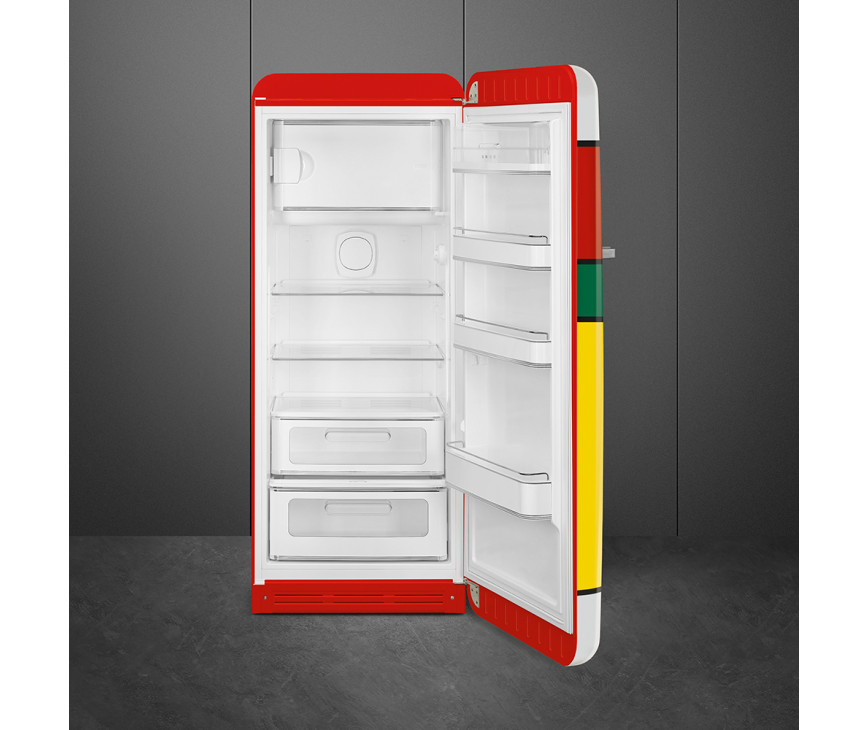 Het interieur van de Smeg FAB28RDMC5 koelkast Multicolor