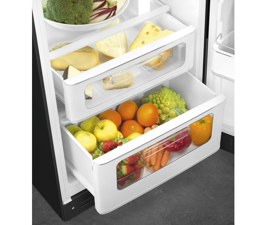 Smeg FAB30RBL5 retro jaren 50 koelkast - zwart - rechtsdraaiend