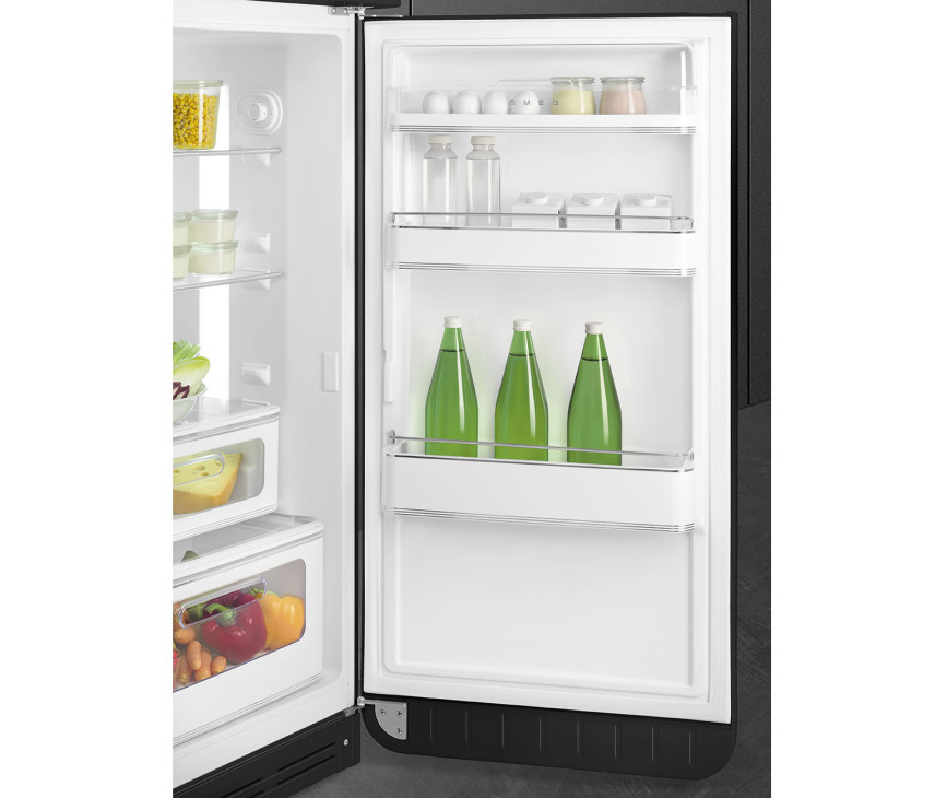 Smeg FAB30RBL5 retro jaren 50 koelkast - zwart - rechtsdraaiend