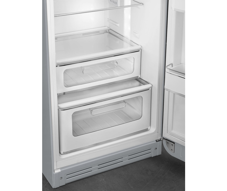 Smeg FAB30RSV5 rechtsdraaiende retro koelkast - zilver metallic