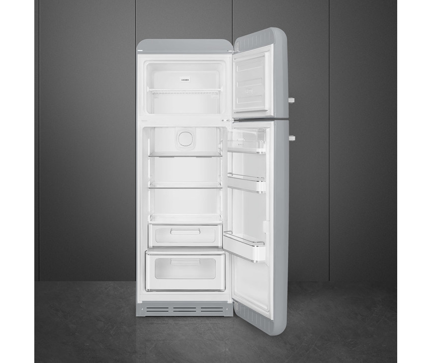 Smeg FAB30RSV5 rechtsdraaiende retro koelkast - zilver metallic