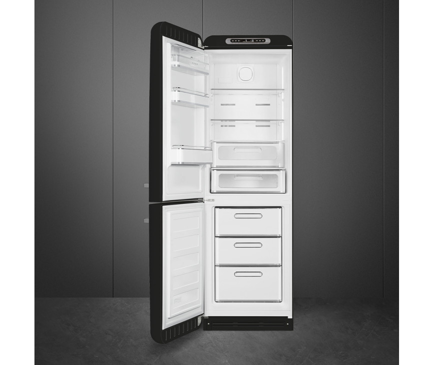 Smeg FAB32LBL5 retro jaren 50 koelkast zwart - linksdraaiend