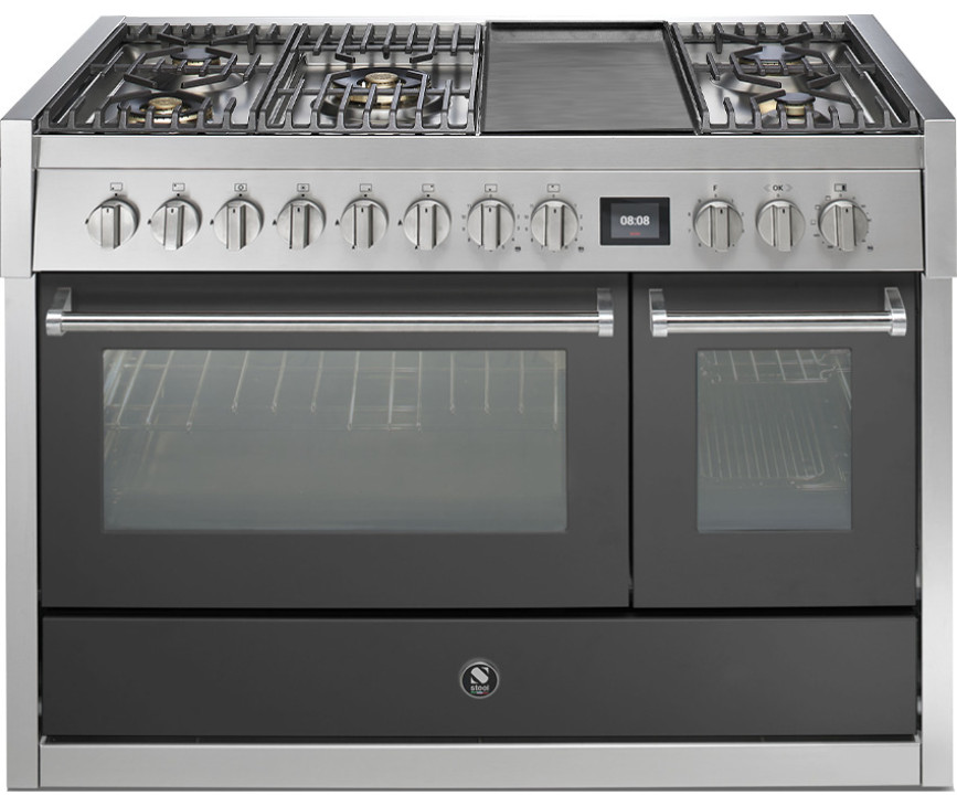 Steel GQ12SF-4TM rvs fornuis met combi-stoomoven - 120 cm breed