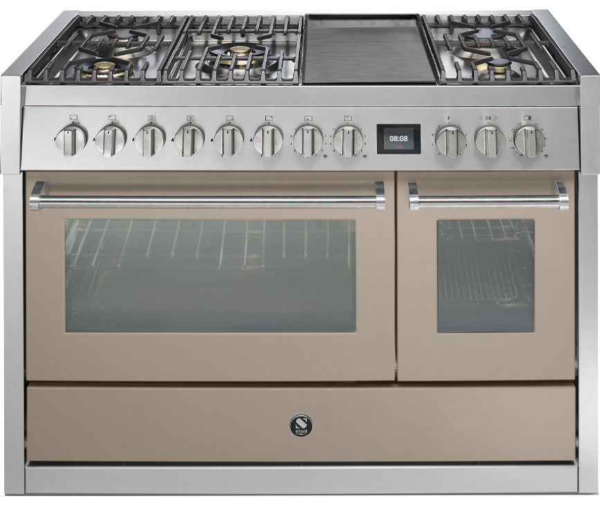 Steel GQ12SF-4TM rvs fornuis met combi-stoomoven - 120 cm breed