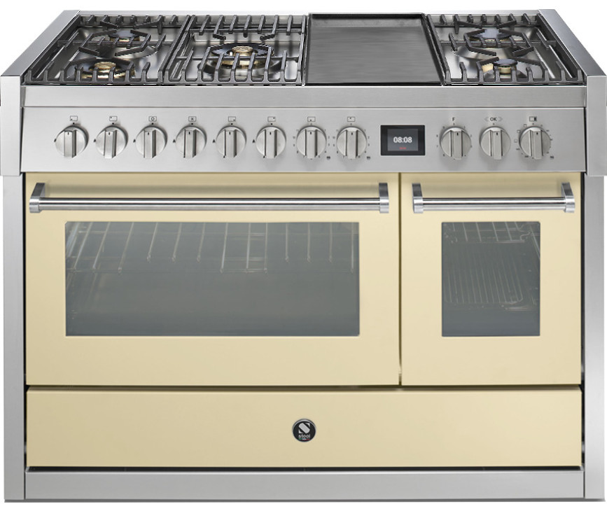 Steel GQ12SF-4TM rvs fornuis met combi-stoomoven - 120 cm breed