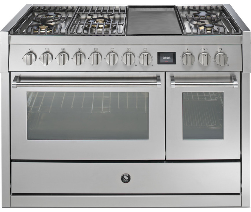 Steel GQ12SF-4TM rvs fornuis met combi-stoomoven - 120 cm breed