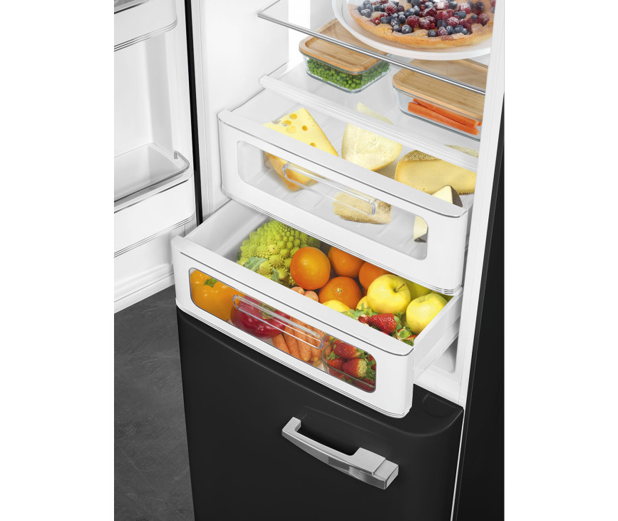Smeg FAB32LBL5 retro jaren 50 koelkast zwart - linksdraaiend