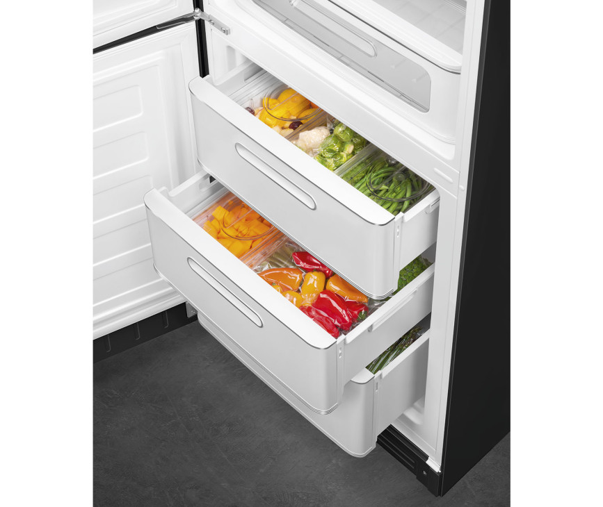 Smeg FAB32LBL5 retro jaren 50 koelkast zwart - linksdraaiend
