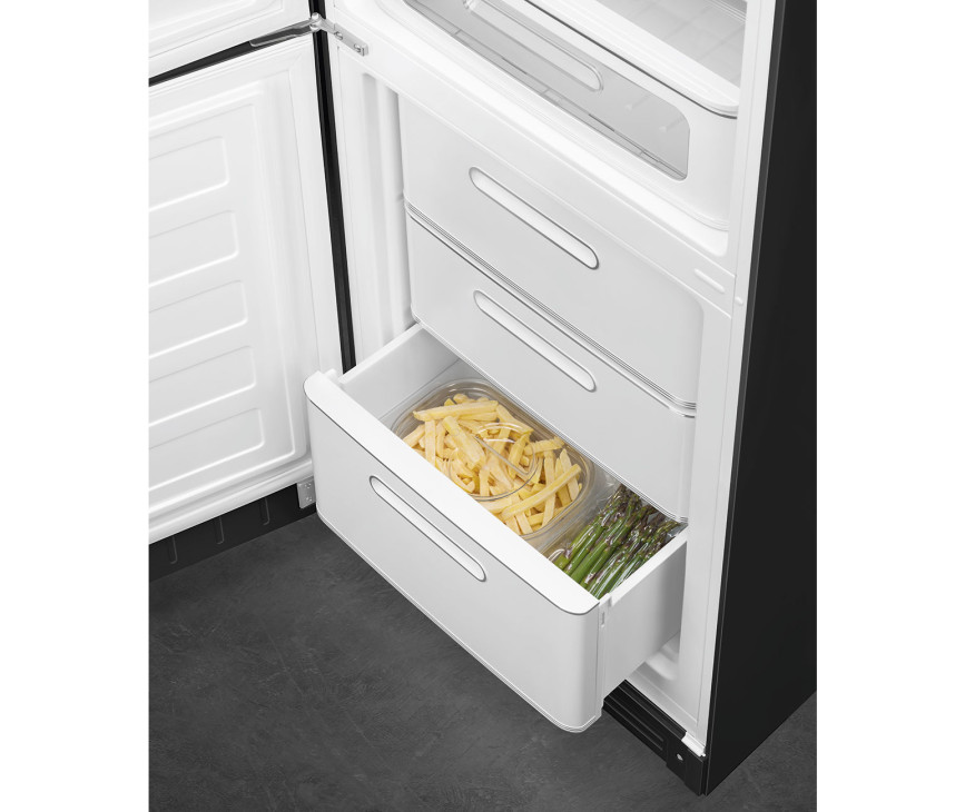 Smeg FAB32LBL5 retro jaren 50 koelkast zwart - linksdraaiend
