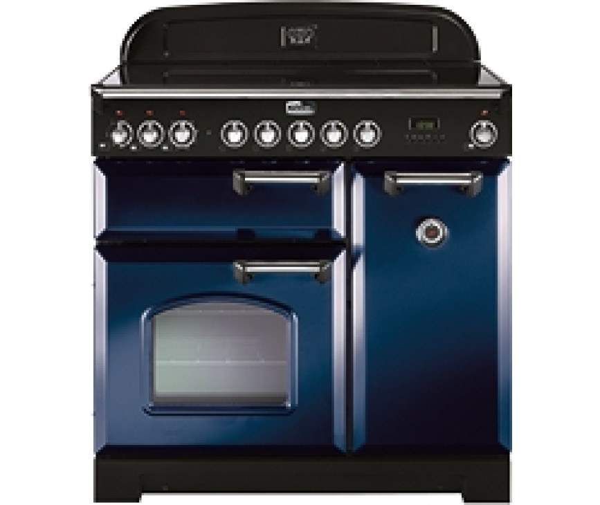 Falcon Classic Deluxe 90 keramisch fornuis blauw met chroom beslag