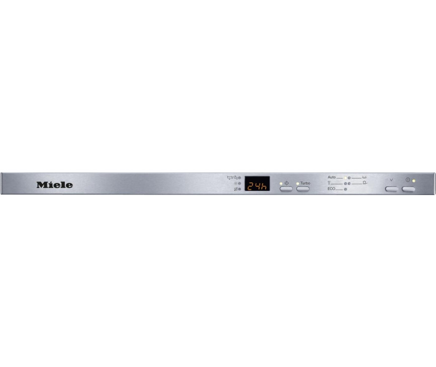 Het bedieningspaneel van de G4280SCVI inbouw vaatwasser van MIELE met het display voor uitgestelde starttijd en resttijd.
