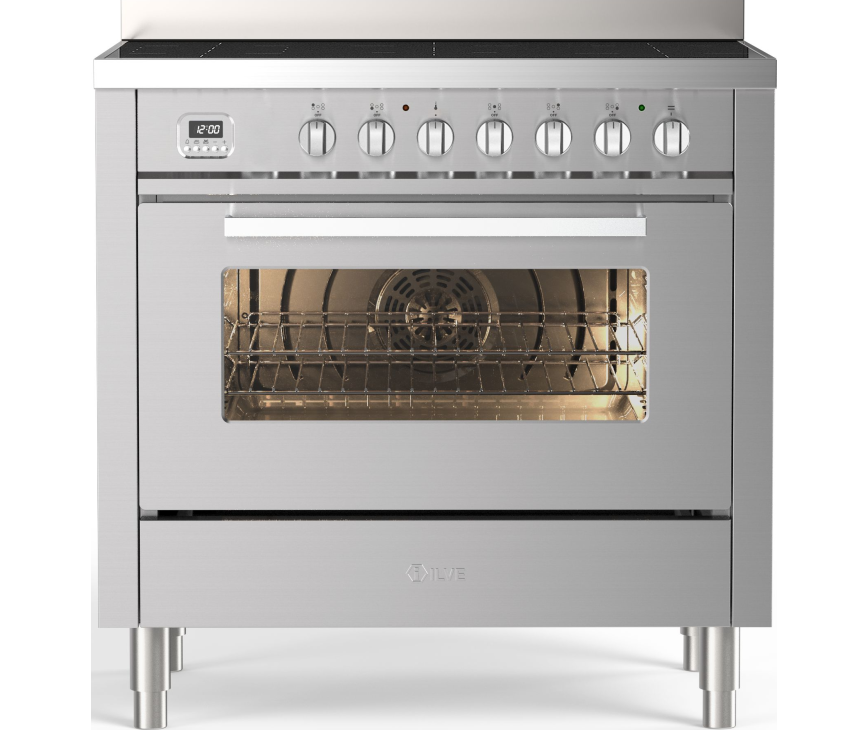 Ilve LBI095WSCM3/SS inductie fornuis rvs - 90 cm. breed