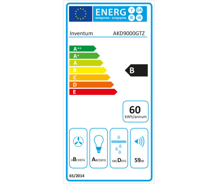 De Inventum AKD9000GTZ heeft een energieklasse B label